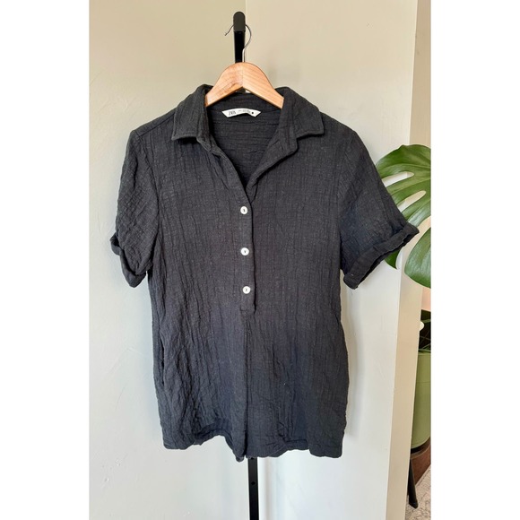 Zara Pants - Zara Black Linen Romper